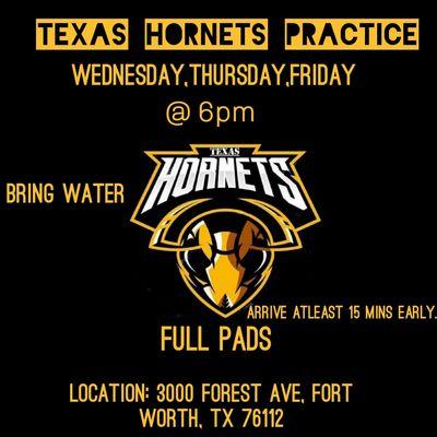 Weekly practice time and location.