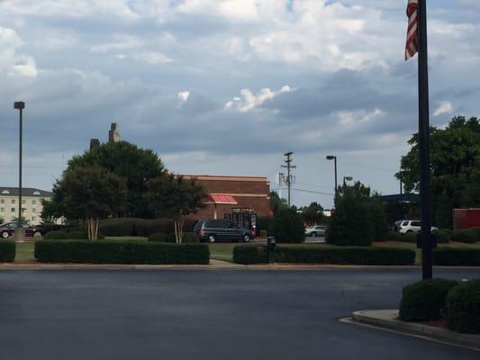 Drive-through looking from Hampton Inn parking lot.