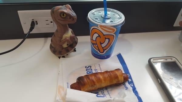 Bob the Raptor Says Pretzel Dog prey is tasty."