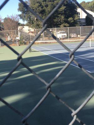 Tennis courts for single player only.