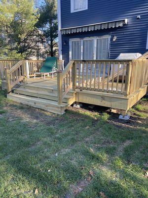 Front stairs enlarged, and moved to their new home.