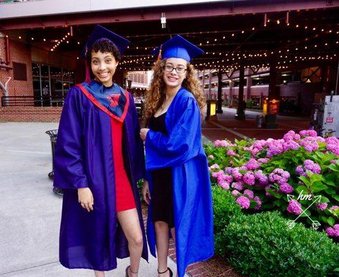 Girls graduation session at American Tobacco Campus