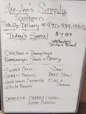 Country Plates-Menu changes daily