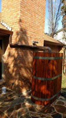 Cedar-Wrapped Slim Line Rainwater Collection Tank, From Texas Metal Tanks in Dripping Springs