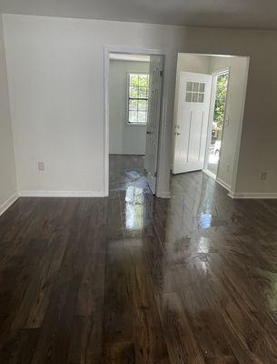 Hardwood floor installation.