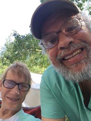 Margaret & Ray in front of their tent (18th summer), Folk Dance 2019