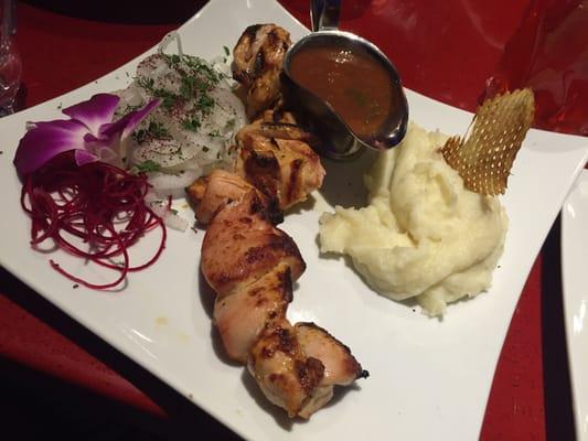 Chicken kebab & truffle oil mash potatoes