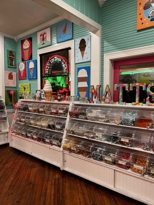 all the different types of candy! and the lovely artwork donated by local 6th & 7th graders!