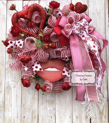 Whimsical Lips & Hearts Valentine Wreath