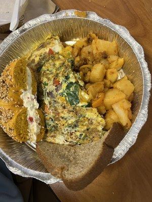 Everything Bagel with Veggie Omelette