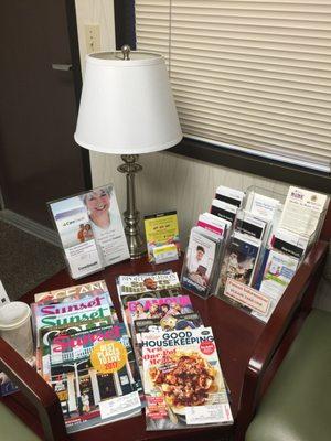 More magazine selection & medical brochures