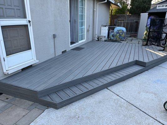 Trex transcend composite decking in island mist.