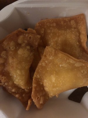 Not good the taste of the cheese inside the crab Rangoon was sour won't order these crab Rangoon's from here any more