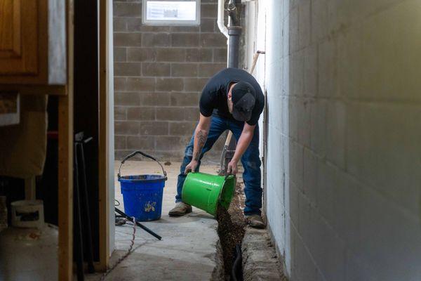 Interior Waterproofing installation.