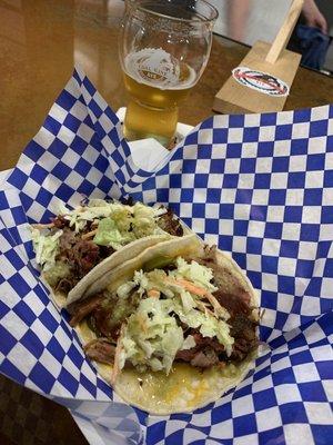 Pulled pork tacos and a cold beer!