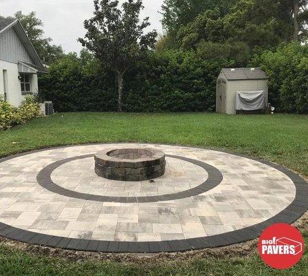 Circle pavers with  fire pit