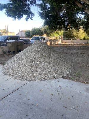 This rock goes a long way! Covered the yard!