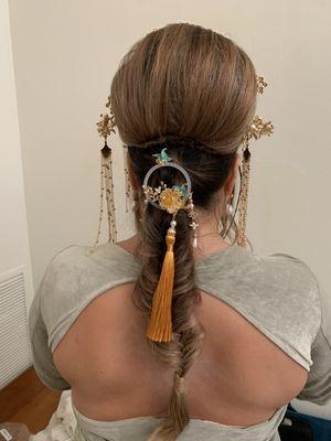 I wanted an old school Chinese ceremonial hairdo, I think she nailed it