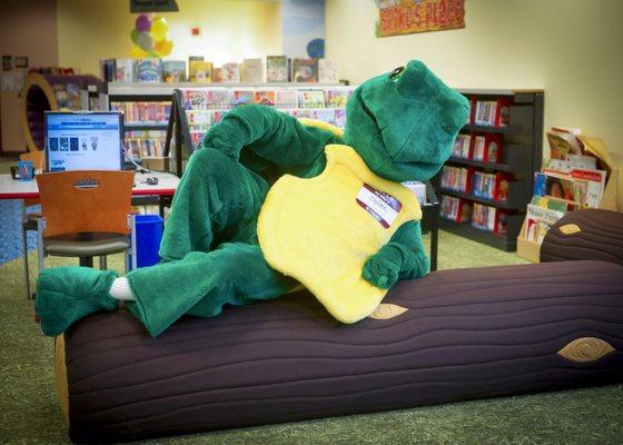 Spike the turtle, our library mascot!