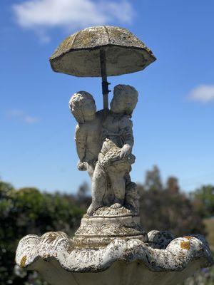 Atop a beautiful water fountain!