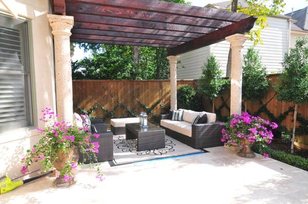 Pergola with stone columns