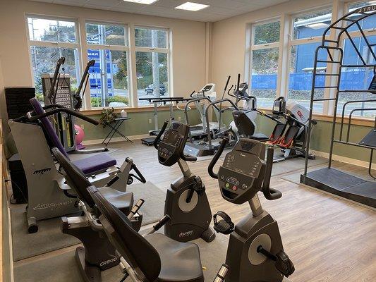 Fitness and wellness equipment at Optimum Health and Wellness.