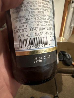 This beer is expired. Today is November 1st. And it expired in may.