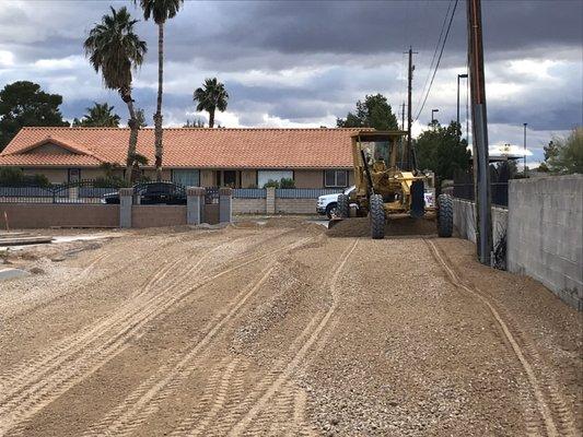 Finish grade being prepared for asphalt!! Amazing clients at the Muslim community church!!