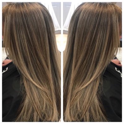 Full highlights and layered cut by Christina for this lovely client! Beautiful dimension and style as a result!