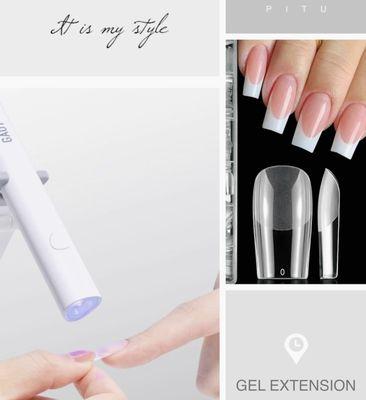 GEL EXTENSION ( GEL X ). It is last long, it will make your nail bed more beautiful, and it is NEW STYLE.