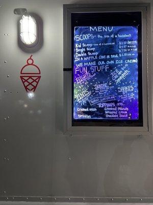 One of the menu's