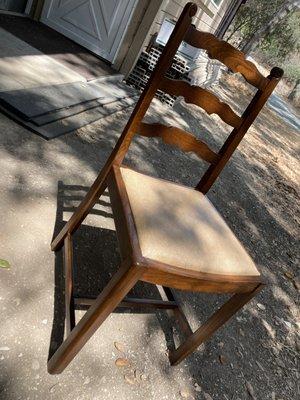 One of four finished kitchen chairs.