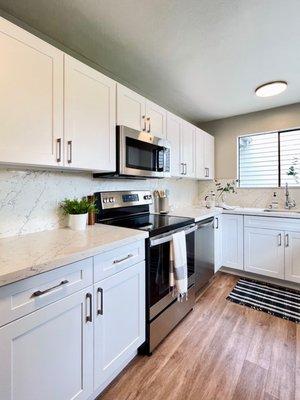 Cabinets and quartz countertops