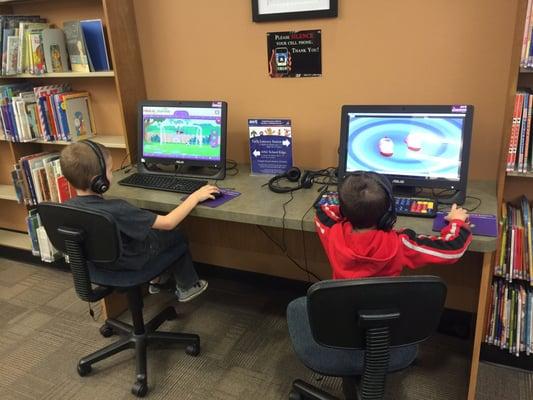 The boys love their computer area