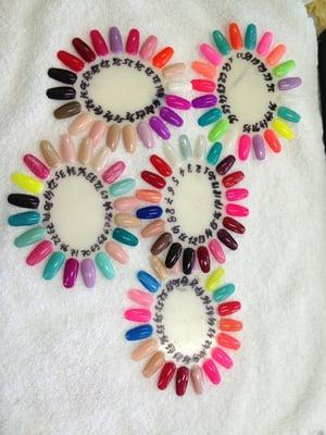 Gelish color swatches... For gel color is only $12 here and they shape and file my nails...love it!