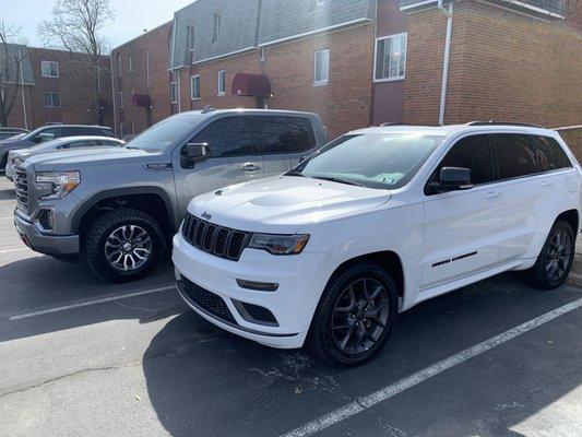 Tints installed on both vehicle (front windows only).