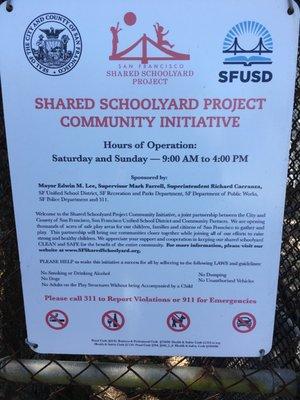 Shared schoolyard rules and hours