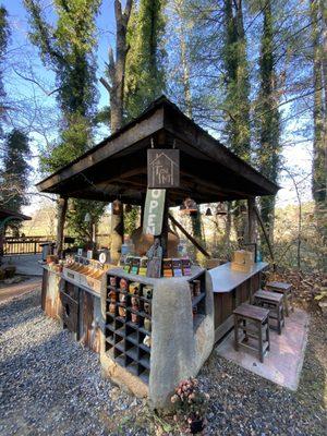 The Tea Hut drink tea, mate & coffee from handmade mate gords on the riverside deck