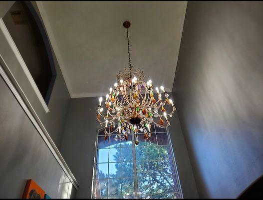 Vintage chandelier repair and installation.