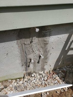 Crack in foundation with prior repairs