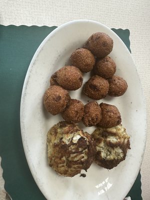 Crab cakes and hush puppies