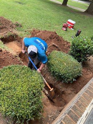 Replacing a sewer line to the septic tank