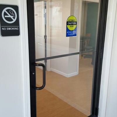 The entrance has ADA accessible automatic doors