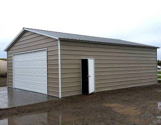 20x35x9 Two Car Garage  with a 16x8 sectional overhead garage door.