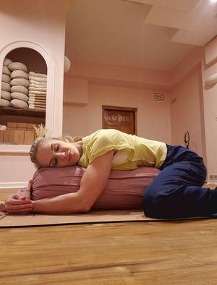 Restorative yoga class