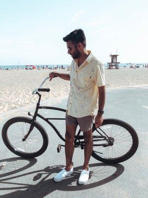 Black bike on the beach