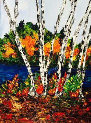 Birch Tree, Oil on Canvas, by Derin Isikman Baratka