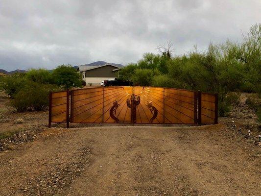 Front custom gates they built.