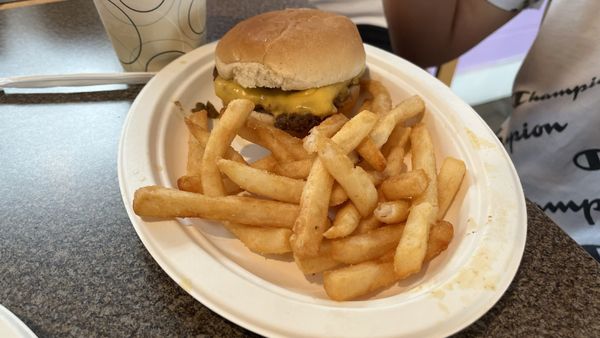 Kids burger and fries