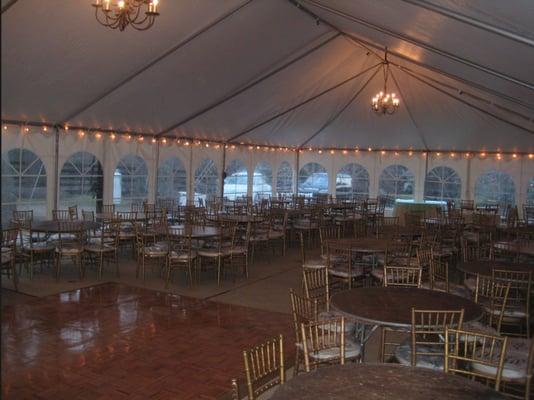 This is the tent at my home prior to table cloths, place setting, flowers, etc.